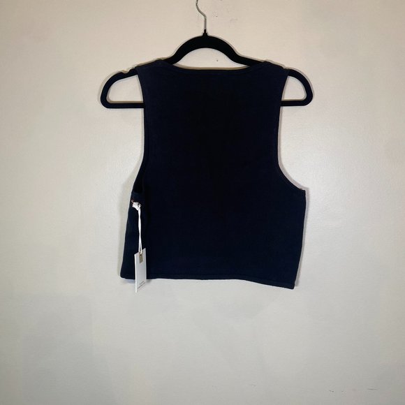 NWT Good American Cut In Cropped Knit Sweater in Black - Picture 5 of 8